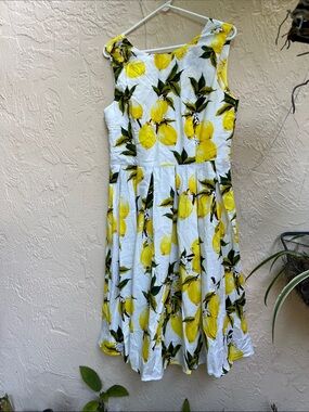 Women's Lemon printed dress sleeveless cool by Luouse, NEW With Tags XL